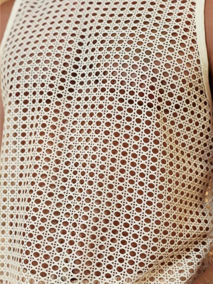 Men's mesh sleeveless see-through tank top